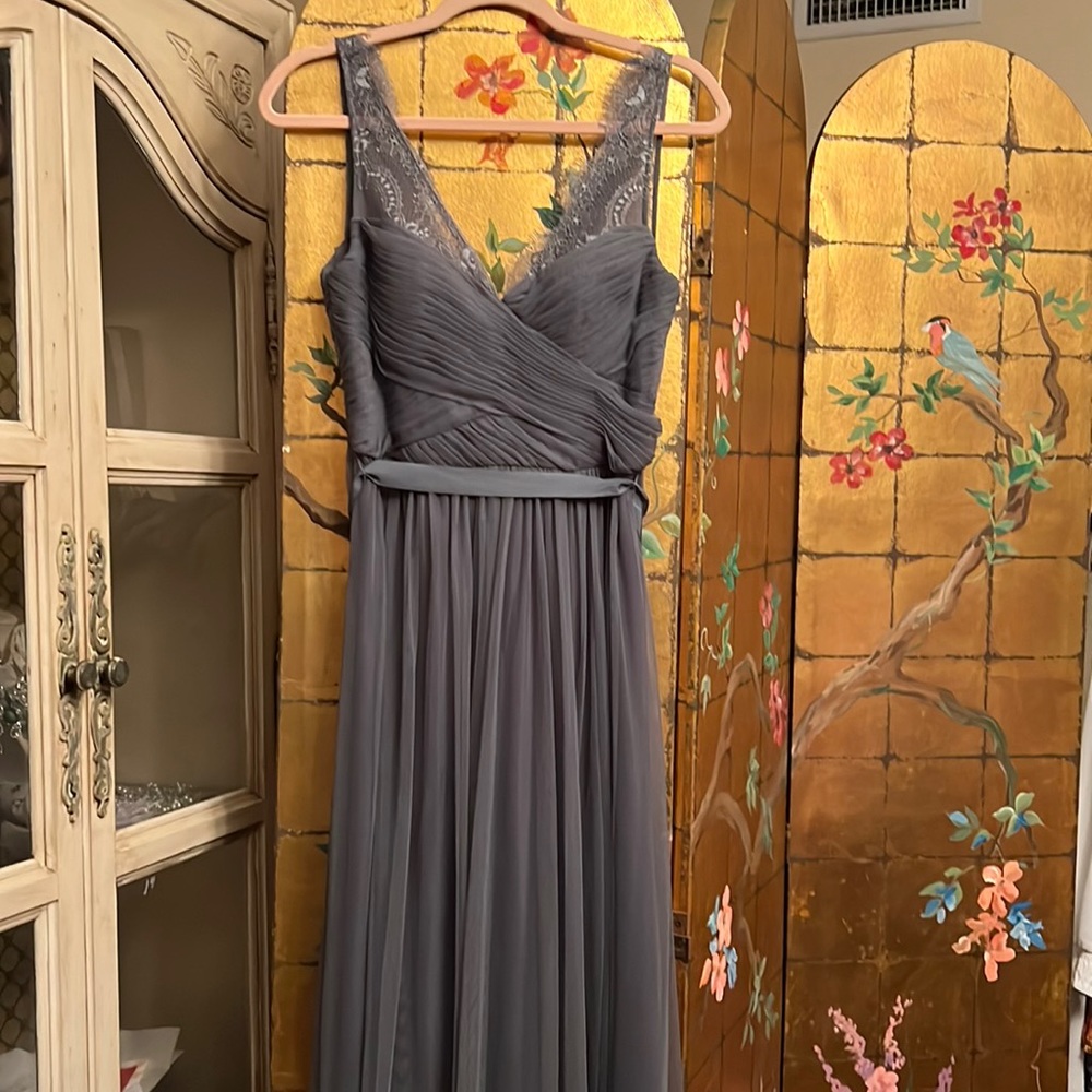 Lace Accent silver/grey Evening Gown by Hitherto size 2